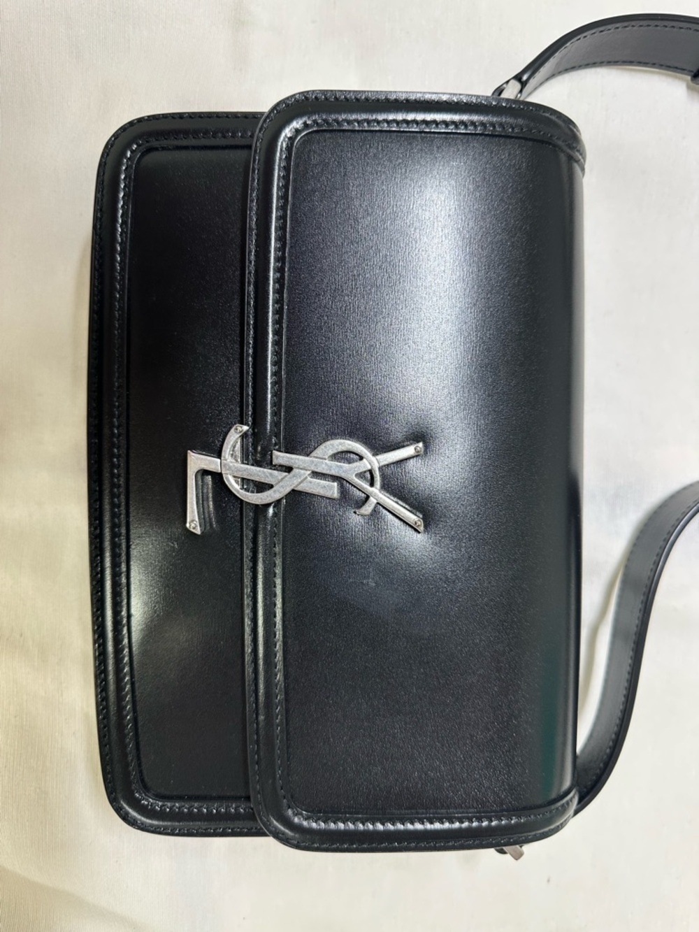Saint Laurent Black Leather solferino medium Crossbody with Silver YSL Logo bag - Picture 9 of 9